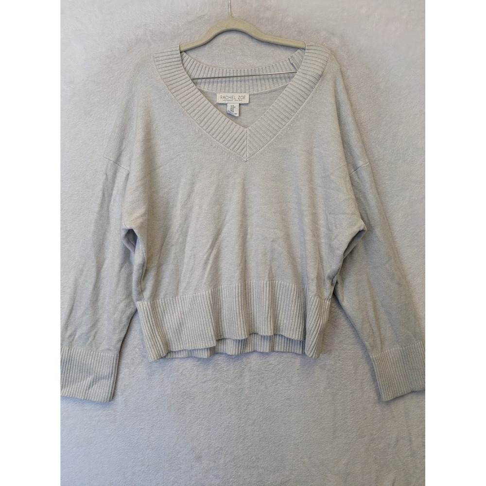 Rachel Zoe‎ Women's Size M Gray V-Neck Long Sleeve Pullover Sweater